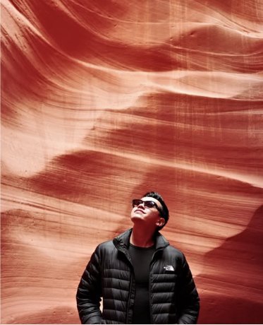 Agung looking up inside Antelope Canyon